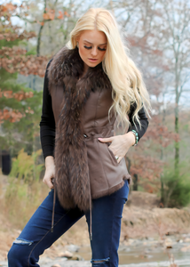 Shearling Vest with Fur Tuxedo