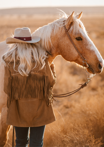 Suede Fringe Jacket with Raccoon Collar