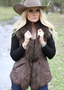 Shearling Vest with Fur Tuxedo