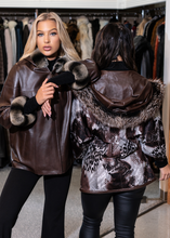 Load image into Gallery viewer, Rabbit and Lambskin Reversible Hooded Jacket