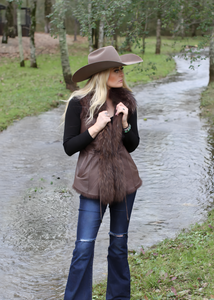 Shearling Vest with Fur Tuxedo