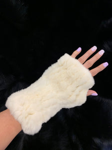 Knitted Rabbit Fingerless Fur Gloves