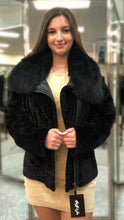 Load image into Gallery viewer, Black Shearling Jacket with Collar