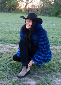 Women's Dyed Blue Fox Jacket
