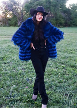 Load image into Gallery viewer, Women&#39;s Dyed Blue Fox Jacket