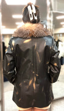 Load image into Gallery viewer, Brown Spray Painted Leather Jacket with Detachable Crystal Fox Collar