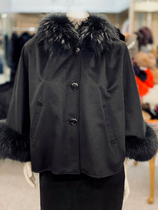 Cashmere Cape with Hood and Asiatic Raccoon Fur