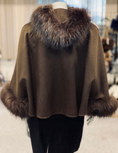 Load image into Gallery viewer, Cashmere Cape with Hood and Asiatic Raccoon Fur