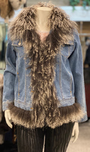Denim Jacket with Fur Trim