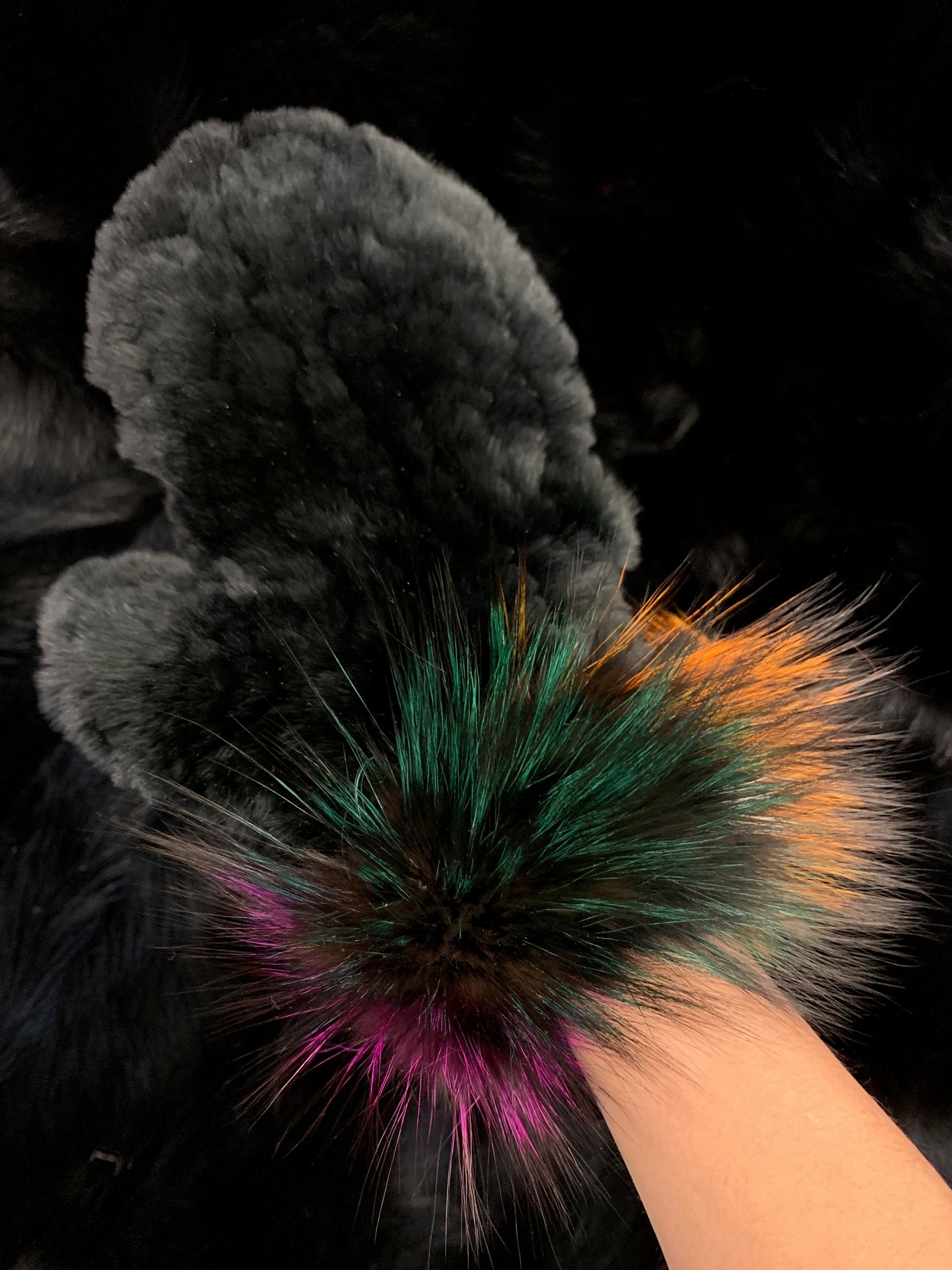 Knitted Rabbit Fur Mittens with Fox Fur Trim – Morris Kaye Furs