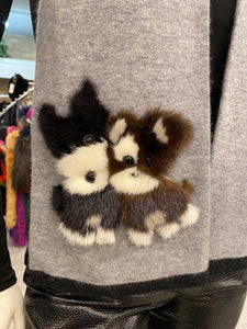 Cashmere Scarf with Mink Puppies