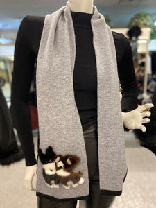 Cashmere Scarf with Mink Puppies