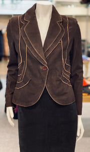 Distressed Leather Blazer Jacket