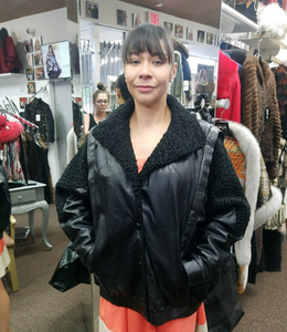 Black Leather and Persian Lamb Jacket