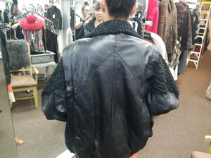 Black Leather and Persian Lamb Jacket