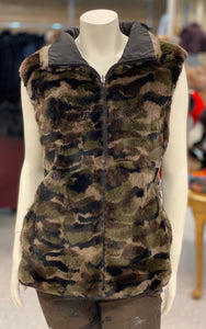 Reversible Camo Rabbit fur Vest