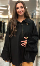 Load image into Gallery viewer, Black Wool Cape with Suede Accents