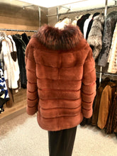 Load image into Gallery viewer, Dyed Brick Mink Jacket with Fox Fur Trim