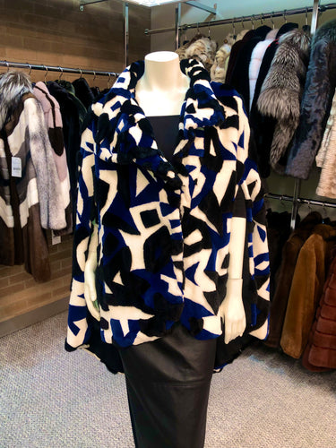 Mosaic Sheared & Regular Mink Multicolored Cape